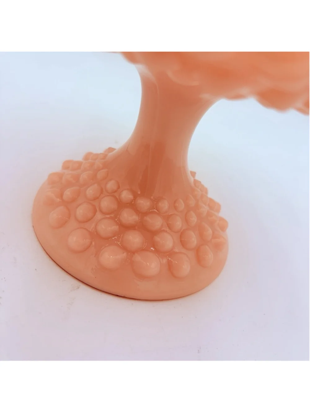 Rare FENTON Rose Pastel Pink HOBNAIL Milk Glass Ruffled Compote 3920 1954